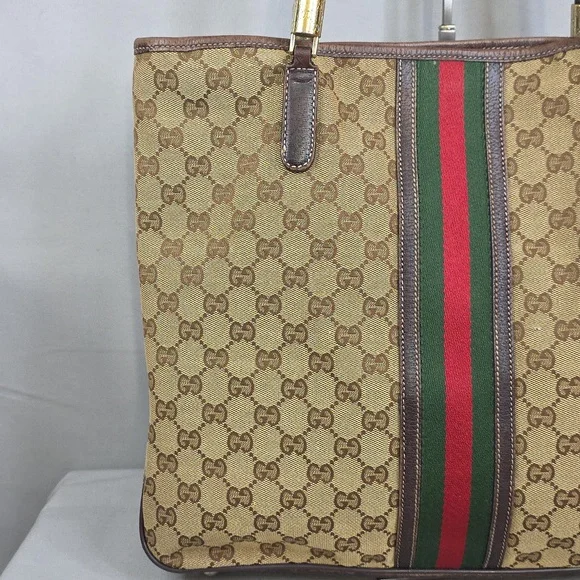 ✨️GUCCI GG Canvas Web Sherry Line Tote Bag - Picture 3 of 16